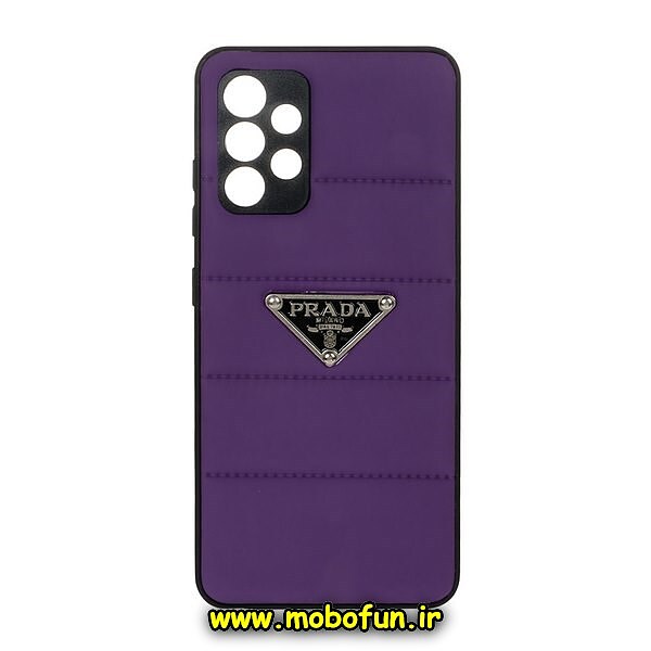 قاب گوشی Galaxy A32 4G سامسونگ طرح دار پافر چرمی محافظ لنز دار پرادا PRADA بنفش کد 1030