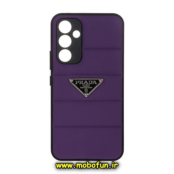 قاب گوشی Galaxy A54 5G سامسونگ طرح دار پافر چرمی محافظ لنز دار پرادا PRADA بنفش کد 625