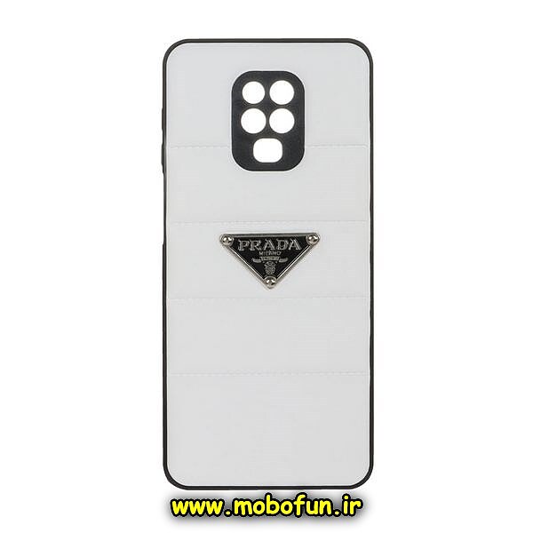 قاب گوشی Redmi Note 9s - Redmi Note 9 Pro شیائومی طرح دار پافر چرمی محافظ لنز دار پرادا PRADA سفید کد 1028