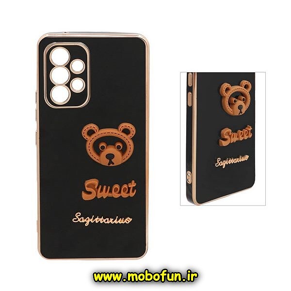 قاب گوشی Galaxy A33 5G سامسونگ طرح ژله ای مای کیس SWEET گلد لاین دور طلایی عروسکی سه بعدی محافظ لنز دار مشکی کد 597