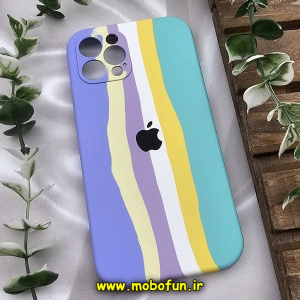 قاب گوشی iPhone 12 Pro آیفون سیلیکونی اورجینال آبرنگی رنگین کمانی پاک کنی درجه یک زیربسته محافظ لنز دار کد 845