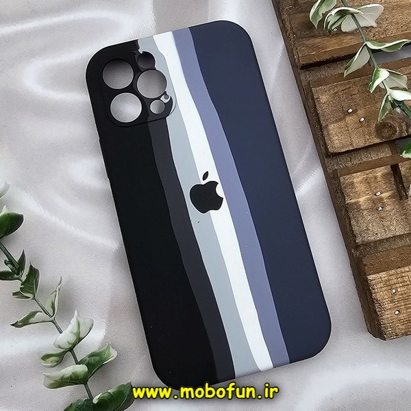 قاب گوشی iPhone 12 Pro آیفون سیلیکونی اورجینال آبرنگی رنگین کمانی پاک کنی درجه یک زیربسته محافظ لنز دار کد 850