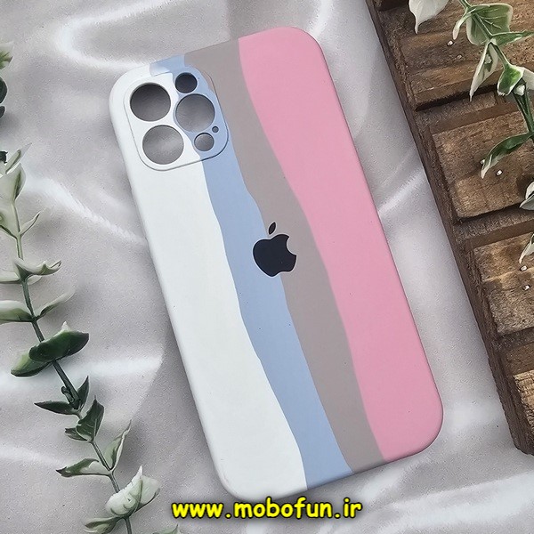 قاب گوشی iPhone 12 Pro آیفون سیلیکونی اورجینال آبرنگی رنگین کمانی پاک کنی درجه یک زیربسته محافظ لنز دار کد 854