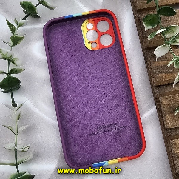 قاب گوشی iPhone 12 Pro آیفون سیلیکونی اورجینال آبرنگی رنگین کمانی پاک کنی درجه یک زیربسته محافظ لنز دار کد 855