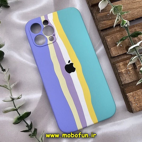 قاب گوشی iPhone 12 Pro Max آیفون سیلیکونی اورجینال آبرنگی رنگین کمانی پاک کنی درجه یک زیربسته محافظ لنز دار کد 744