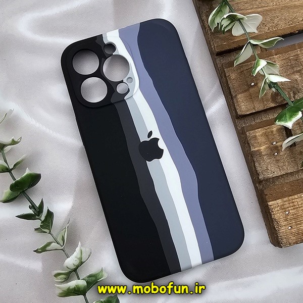 قاب گوشی iPhone 13 Pro آیفون سیلیکونی اورجینال آبرنگی رنگین کمانی پاک کنی درجه یک زیربسته محافظ لنز دار کد 429