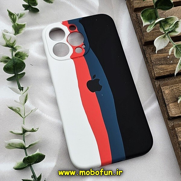 قاب گوشی iPhone 13 Pro آیفون سیلیکونی اورجینال آبرنگی رنگین کمانی پاک کنی درجه یک زیربسته محافظ لنز دار کد 432