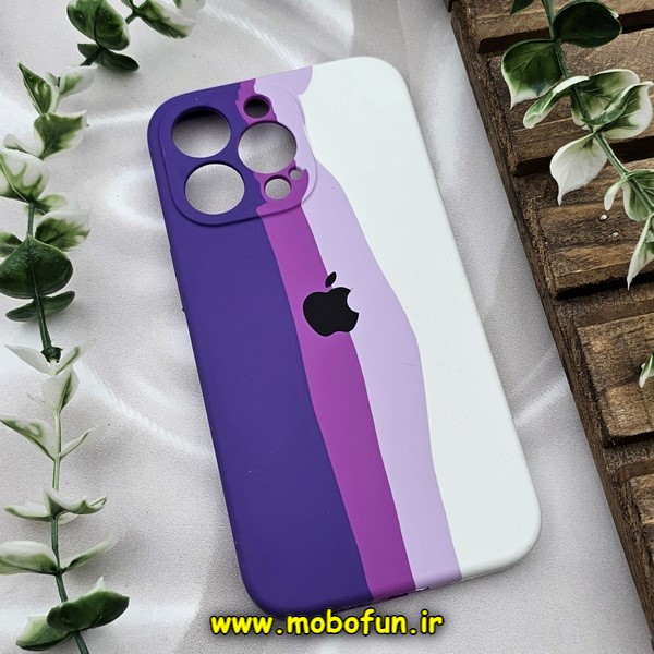 قاب گوشی iPhone 13 Pro آیفون سیلیکونی اورجینال آبرنگی رنگین کمانی پاک کنی درجه یک زیربسته محافظ لنز دار کد 434