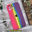 قاب گوشی iPhone 13 Pro Max آیفون سیلیکونی اورجینال رنگین کمانی پاک کنی درجه یک زیربسته محافظ لنز دار کد 633