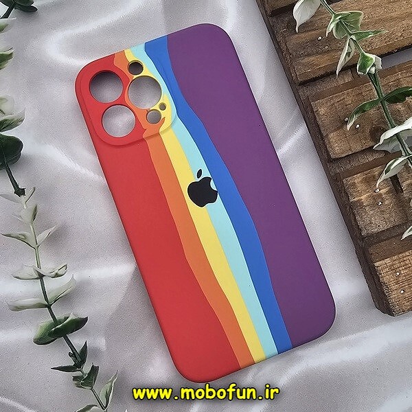 قاب گوشی iPhone 13 Pro Max آیفون سیلیکونی اورجینال رنگین کمانی پاک کنی درجه یک زیربسته محافظ لنز دار کد 634