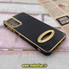 قاب گوشی Galaxy A04S سامسونگ طرح ژله ای دبل متال مای کیس مگ سیف Magsafe گلد لاین دور طلایی محافظ لنز دار شیشه ای مشکی کد 262