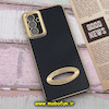قاب گوشی Galaxy A04S سامسونگ طرح ژله ای دبل متال مای کیس مگ سیف Magsafe گلد لاین دور طلایی محافظ لنز دار شیشه ای مشکی کد 262