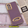 قاب گوشی Galaxy A23 4G سامسونگ طرح ژله ای مای کیس مگ سیف Magsafe گلد لاین دور طلایی محافظ لنز دار شیشه ای بنفش کد 518