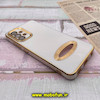 قاب گوشی Galaxy A32 4G سامسونگ طرح ژله ای دبل متال مای کیس مگ سیف Magsafe گلد لاین دور طلایی محافظ لنز دار شیشه ای سفید کد 1034