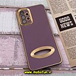 قاب گوشی Galaxy A32 4G سامسونگ طرح ژله ای دبل متال مای کیس مگ سیف Magsafe گلد لاین دور طلایی محافظ لنز دار شیشه ای بنفش کد 1036