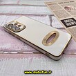 قاب گوشی Galaxy A33 5G سامسونگ طرح ژله ای دبل متال مای کیس مگ سیف Magsafe گلد لاین دور طلایی محافظ لنز دار شیشه ای سفید کد 604
