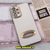 قاب گوشی Galaxy A33 5G سامسونگ طرح ژله ای دبل متال مای کیس مگ سیف Magsafe گلد لاین دور طلایی محافظ لنز دار شیشه ای سفید کد 604