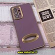 قاب گوشی Galaxy A33 5G سامسونگ طرح ژله ای دبل متال مای کیس مگ سیف Magsafe گلد لاین دور طلایی محافظ لنز دار شیشه ای بنفش کد 607