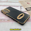قاب گوشی Galaxy A73 سامسونگ طرح ژله ای دبل متال مای کیس مگ سیف Magsafe گلد لاین دور طلایی محافظ لنز دار شیشه ای مشکی کد 771