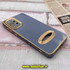 قاب گوشی Galaxy A73 سامسونگ طرح ژله ای دبل متال مای کیس مگ سیف Magsafe گلد لاین دور طلایی محافظ لنز دار شیشه ای آبی کد 774
