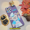 قاب گوشی Galaxy A73 5G سامسونگ طرح سیلیکونی ژله ای سه بعدی برجسته عروسکی دافی DUFFY محافظ لنز دار بنفش کد 777