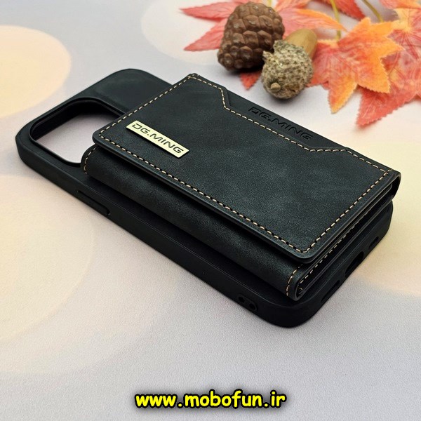 قاب گوشی iPhone 13 Pro آیفون مگنتی اورجینال DG.MING مدل مگنتی به همراه کیف جاکارتی مشکی کد 439