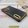 قاب گوشی Redmi Note 10 Pro - Redmi Note 10 Pro Max شیائومی طرح ژله ای دبل متال مای کیس مگ سیف Magsafe گلد لاین دور طلایی محافظ لنز دار شیشه ای مشکی کد 728