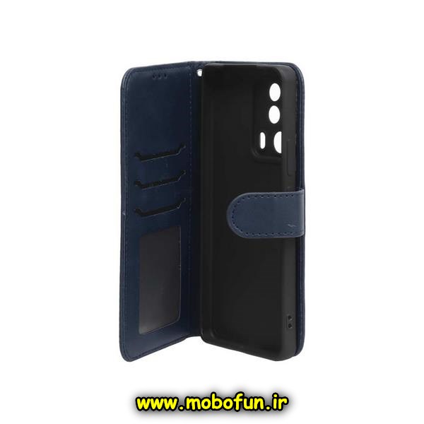 کیف گوشی Xiaomi 13 Lite شیائومی مگنتی طرح چرم کتابی محافظ لنزدار سرمه ای کد 42