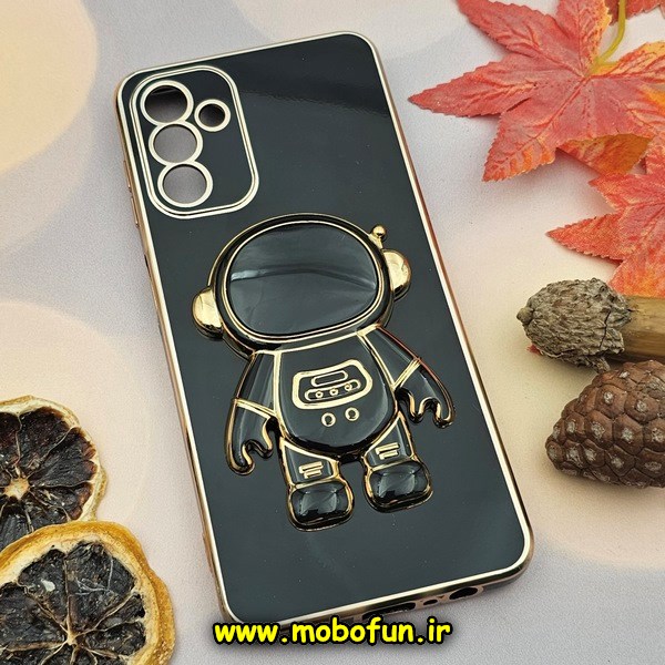 قاب گوشی Galaxy A04S سامسونگ طرح ژله ای فضانورد مای کیس گلد لاین دور طلایی محافظ لنز دار مشکی کد 267