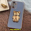 قاب گوشی Galaxy A14 4G - Galaxy A14 5G سامسونگ طرح ژله ای خرسی تدی استندشو مای کیس گلد لاین دور طلایی محافظ لنز دار آبی فیلی کد 643