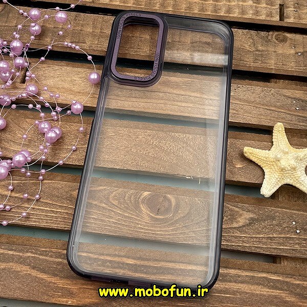 قاب گوشی Galaxy A14 4G - Galaxy A14 5G سامسونگ اورجینال متال کیس Metal پیکسل Pixel طرح پشت طلق شفاف دور سیلیکونی بنفش کد 645