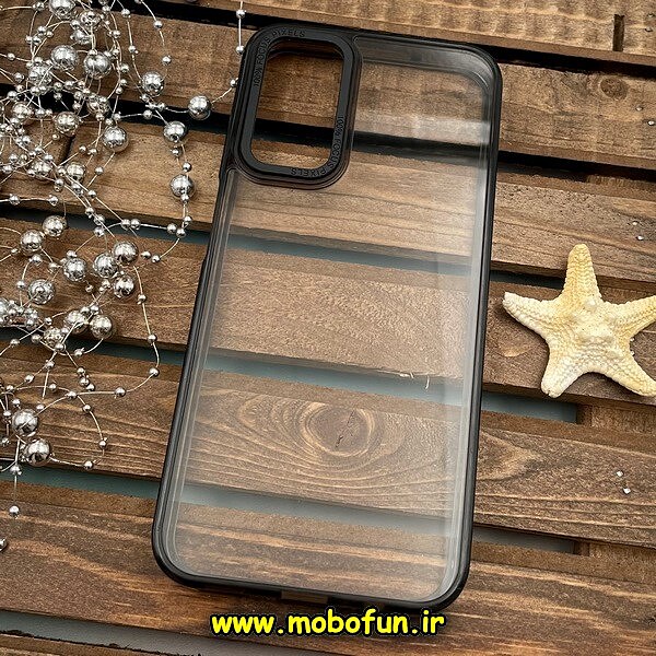 قاب گوشی Galaxy A14 4G - Galaxy A14 5G سامسونگ اورجینال متال کیس Metal پیکسل Pixel طرح پشت طلق شفاف دور سیلیکونی مشکی کد 646