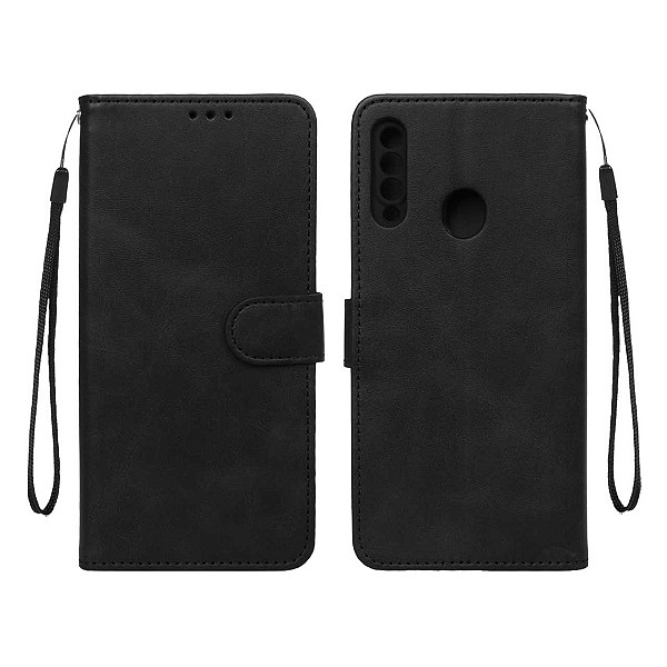 کیف گوشی Galaxy A20S سامسونگ مگنتی طرح چرم کتابی محافظ لنزدار مشکی کد 594