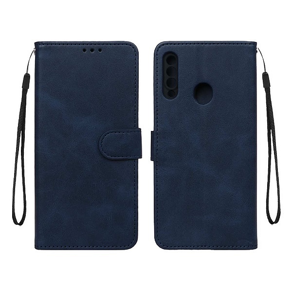 کیف گوشی Galaxy A20S سامسونگ مگنتی طرح چرم کتابی محافظ لنزدار سرمه ای کد 595