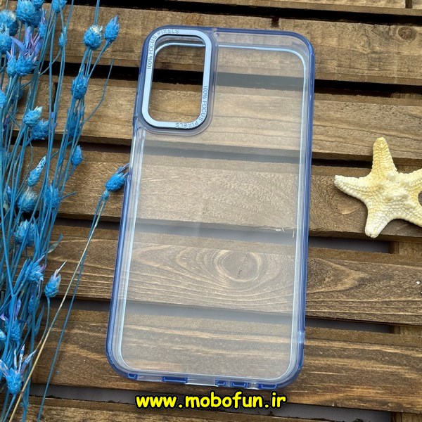 قاب گوشی Galaxy A24 4G سامسونگ اورجینال متال کیس Metal پیکسل Pixel طرح پشت طلق شفاف دور سیلیکونی آبی روشن کد 354