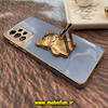 قاب گوشی Galaxy A33 5G سامسونگ طرح ژله ای خرسی تدی استندشو مای کیس گلد لاین دور طلایی محافظ لنز دار آبی فیلی کد 608