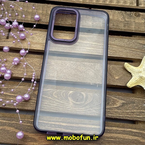 قاب گوشی Galaxy A33 5G سامسونگ اورجینال متال کیس Metal پیکسل Pixel طرح پشت طلق شفاف دور سیلیکونی بنفش کد 610