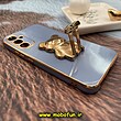 قاب گوشی Galaxy A34 5G سامسونگ طرح ژله ای خرسی تدی استندشو مای کیس گلد لاین دور طلایی محافظ لنز دار آبی فیلی کد 513