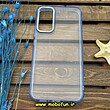 قاب گوشی Galaxy A34 5G سامسونگ اورجینال متال کیس Metal پیکسل Pixel طرح پشت طلق شفاف دور سیلیکونی آبی روشن کد 516