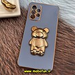 قاب گوشی Galaxy A52 4G - Galaxy A52 5G - Galaxy A52S سامسونگ طرح ژله ای خرسی تدی استندشو مای کیس گلد لاین دور طلایی محافظ لنز دار آبی فیلی کد 1245