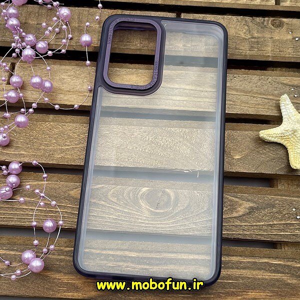 قاب گوشی Galaxy A52 4G - Galaxy A52 5G - Galaxy A52S سامسونگ اورجینال متال کیس Metal پیکسل Pixel طرح پشت طلق شفاف دور سیلیکونی بنفش کد 1247