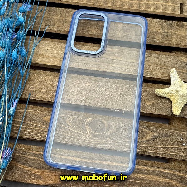 قاب گوشی Galaxy A52 4G - Galaxy A52 5G - Galaxy A52S سامسونگ اورجینال متال کیس Metal پیکسل Pixel طرح پشت طلق شفاف دور سیلیکونی آبی روشن کد 1248