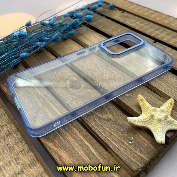 قاب گوشی Galaxy A53 5G سامسونگ اورجینال متال کیس Metal پیکسل Pixel طرح پشت طلق شفاف دور سیلیکونی آبی روشن کد 815