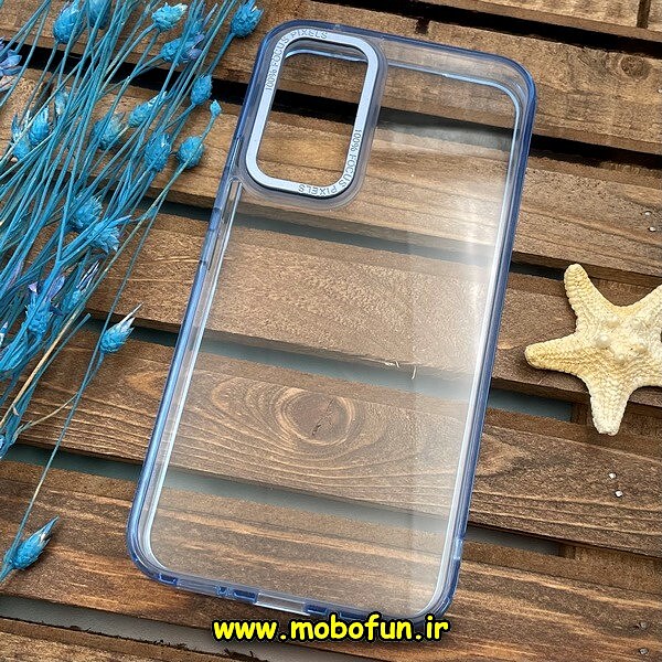 قاب گوشی Galaxy A54 5G سامسونگ اورجینال متال کیس Metal پیکسل Pixel طرح پشت طلق شفاف دور سیلیکونی آبی روشن کد 639