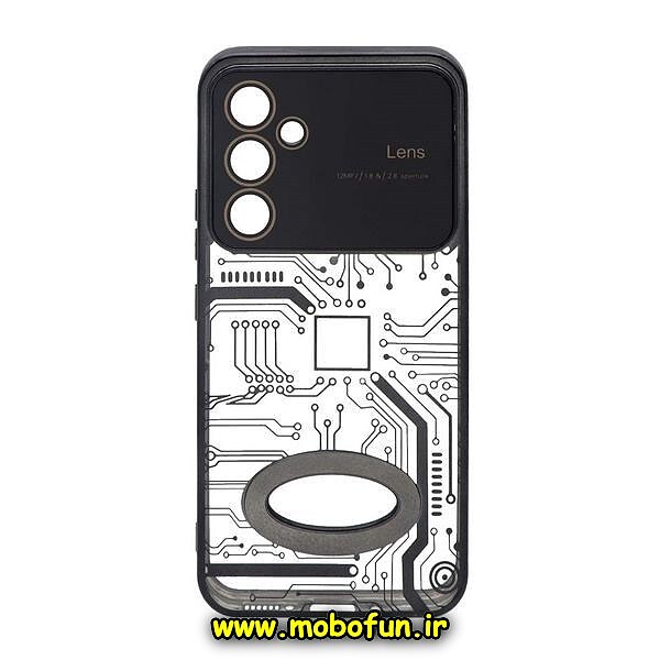قاب گوشی Galaxy A54 5G سامسونگ طرح مدار الکتروپلیتینگ ژله ای شفاف اورجینال Camera Lens محافظ لنز دار مشکی کد 641