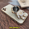 قاب گوشی iPhone 11 آیفون طرح ژله ای فضانورد مای کیس گلد لاین دور طلایی محافظ لنز دار سفید کد 624