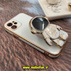 قاب گوشی iPhone 12 آیفون طرح ژله ای فضانورد مای کیس گلد لاین دور طلایی محافظ لنز دار سفید کد 858