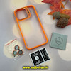 قاب گوشی iPhone 13 Pro آیفون طرح پشت طلق شفاف دور سیلیکونی اورجینال فلزی PROTECTIVE CASE به همراه محافظ لنز رینگی نارنجی کد 443