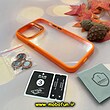 قاب گوشی iPhone 13 Pro آیفون طرح پشت طلق شفاف دور سیلیکونی اورجینال فلزی PROTECTIVE CASE به همراه محافظ لنز رینگی نارنجی کد 443