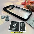 قاب گوشی iPhone 13 Pro آیفون طرح پشت طلق شفاف دور سیلیکونی اورجینال فلزی PROTECTIVE CASE به همراه محافظ لنز رینگی مشکی کد 444